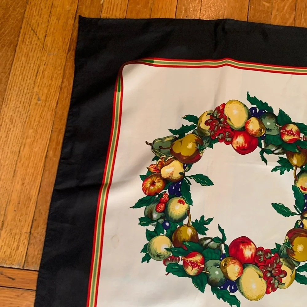 Vintage Talbots Christmas Garland 100% Silk Scarf 36x36 Made in Japan Handrolled